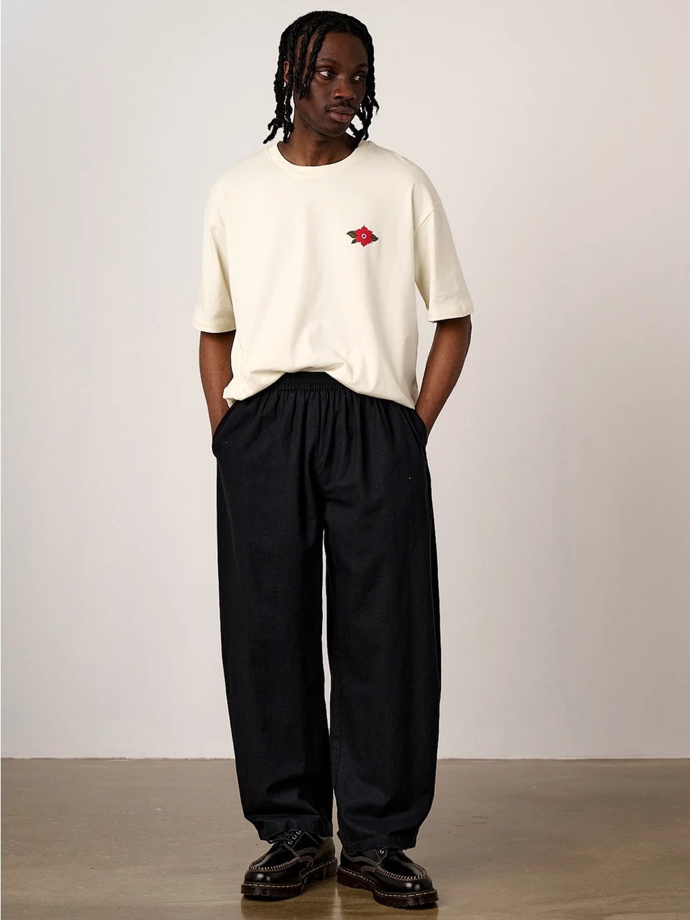 Lucy and Yak Freddie - Barrel Leg Trousers Organic Cotton in Black
